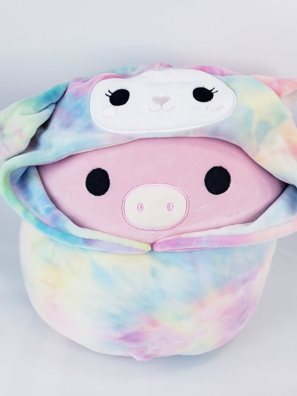 Squishmallows Original 12in Peter The Pink Pig in Rainbow Lamb Costume